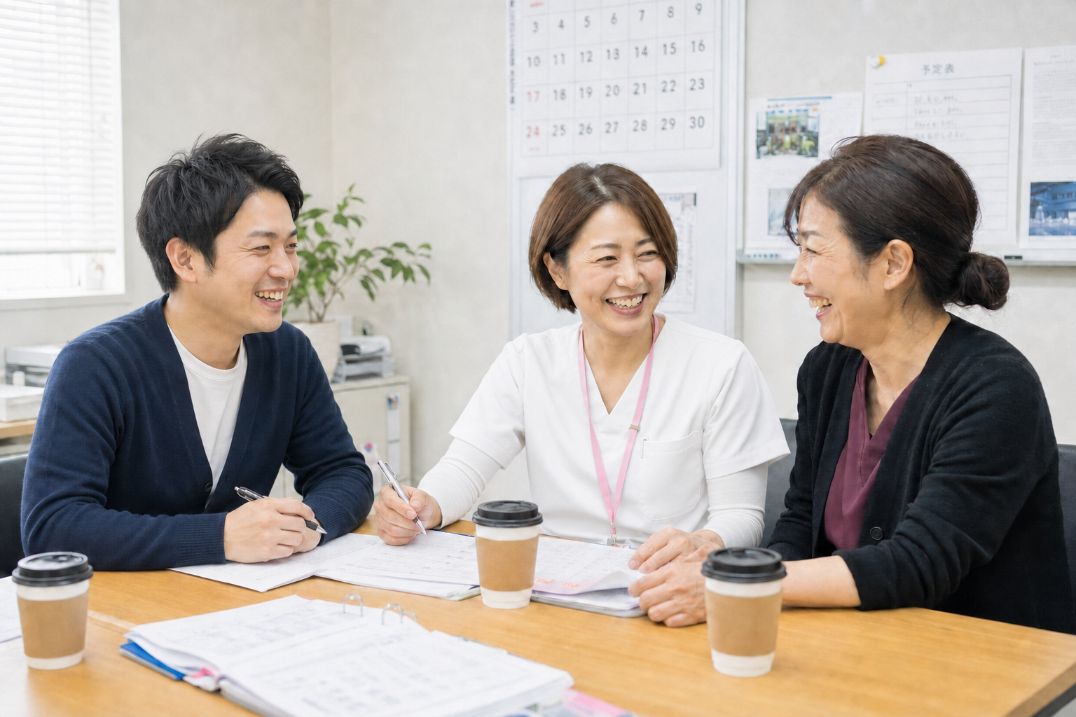 チームで話し合うスタッフ