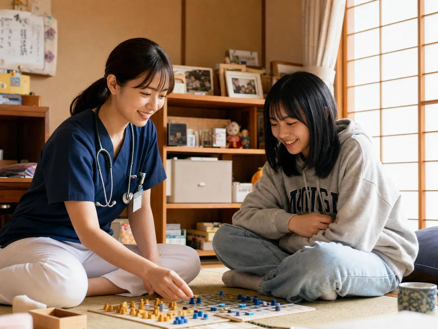 お子さまと一緒に活動している様子