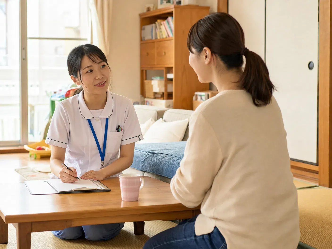 親御さんと振り返りをしている様子