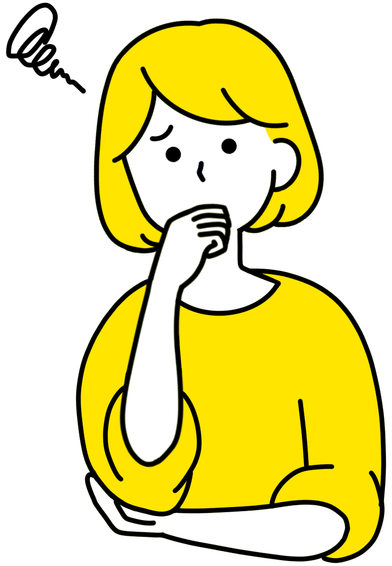 悩んでいる女性のイラスト